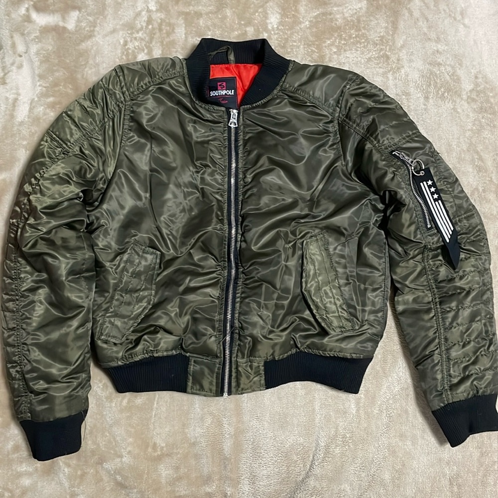 Southpole Women Junior Size Large Army Green Bomber Zip Up Jacket